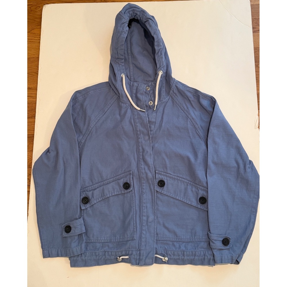 Mavi Blue Cotton Utility Jacket Hooded Full Zip Cargo Pocket Womens Small